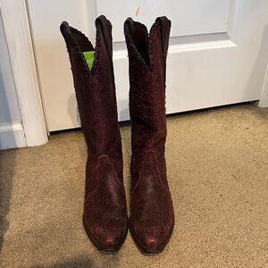 EUC 25th anniversary Donald J Pliner Women's Burgundy Cowboy Boots  sz10M